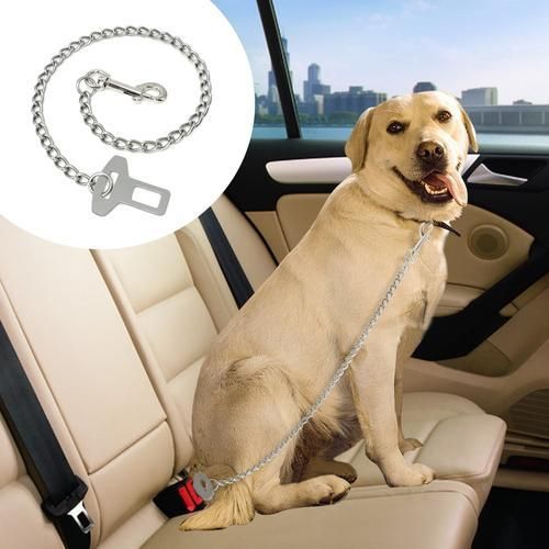 Stainless Steel Dog Chain Leash Dog Car Seat Belt Safety Pet  Vehicle Seatbelt Dog Supplies Safety Lever Auto Traction Products