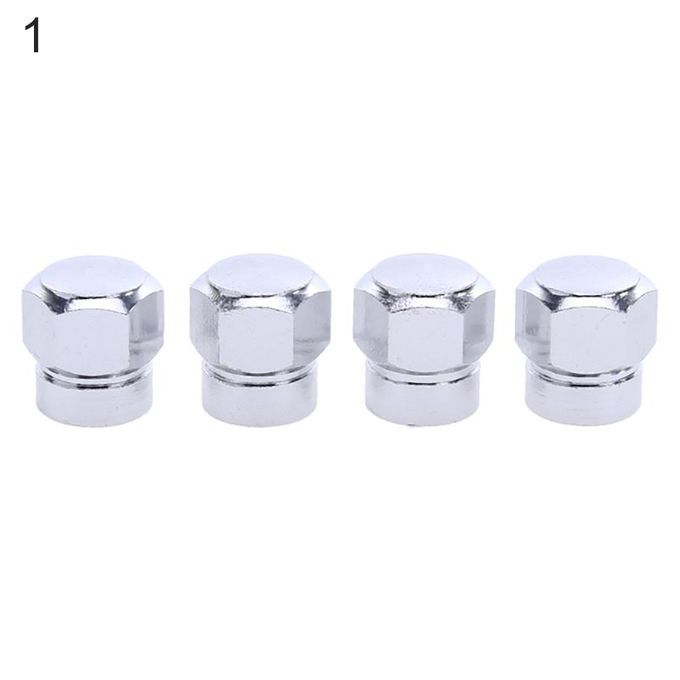 4Pcs Universal Aluminum Alloy Vehicle Tyre Dust Valve-Silver