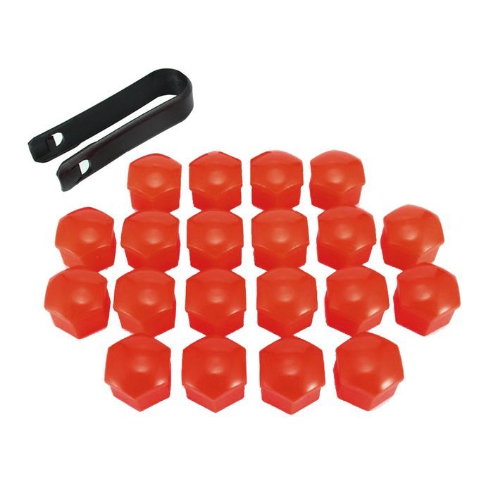 20Pcs 17mm Car Vehicle Wheel Center Nut Protection Cover-Red