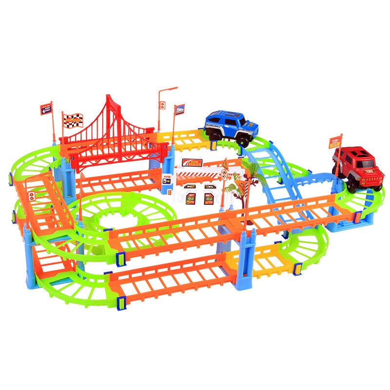 73pcs Flexible Car Race High-speed Track Set Amazing Track Car Kid Gift Multicolor/ Grey Multicolor