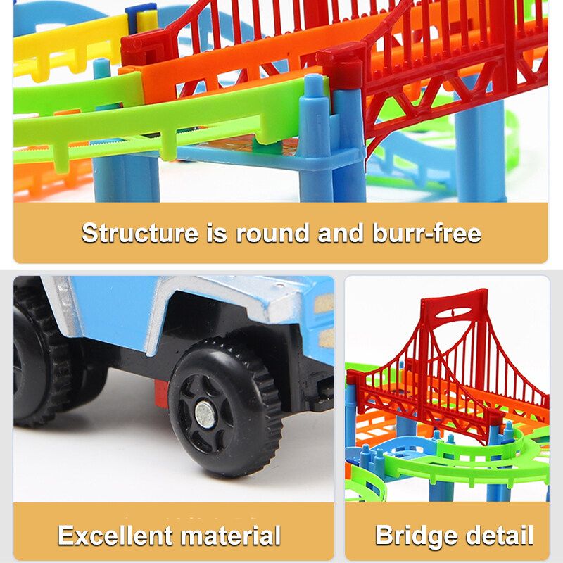 73pcs Flexible Car Race High-speed Track Set Amazing Track Car Kid Gift Multicolor/ Grey Multicolor