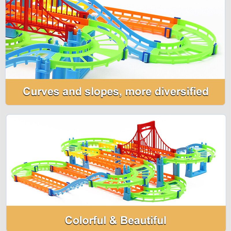 73pcs Flexible Car Race High-speed Track Set Amazing Track Car Kid Gift Multicolor/ Grey Multicolor
