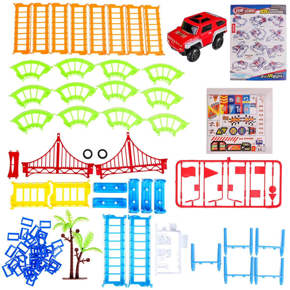 73pcs Flexible Car Race High-speed Track Set Amazing Track Car Kid Gift Multicolor/ Grey Multicolor