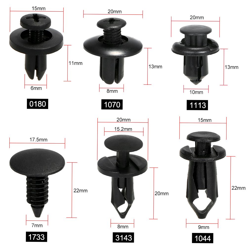 Auto Fastener Clips Plastic Fastener Rivet Clips 190Pcs 6