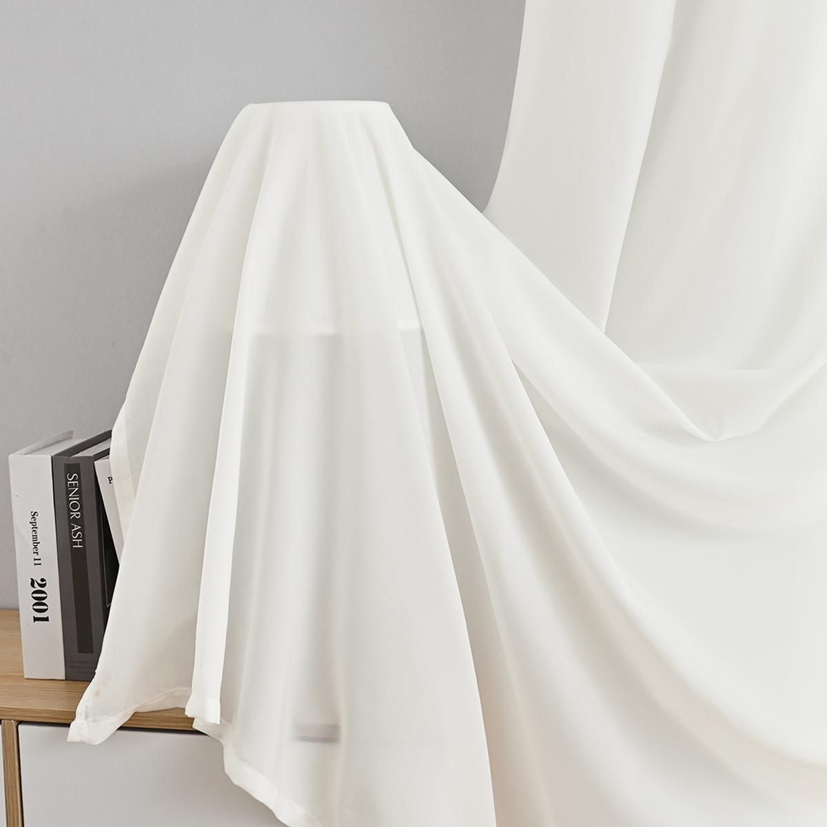 2PC Curtains Household Blackout Phantom Veils Translucent Light Transmission Protect Privacy Can be Worn Rods