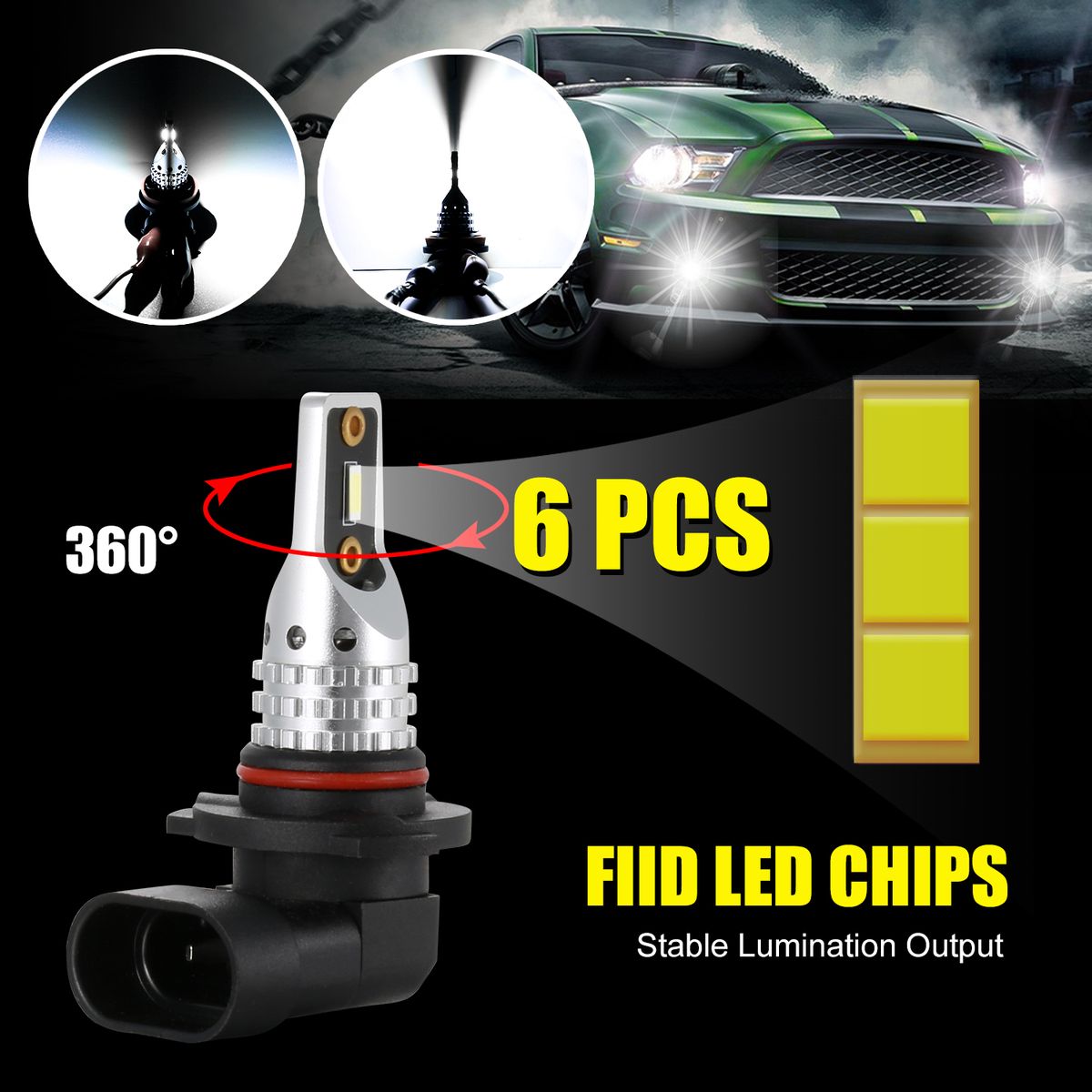 6PCS-CSP LED 9005 Led Light Bulb 288W LED Bulbs For DRL Fog