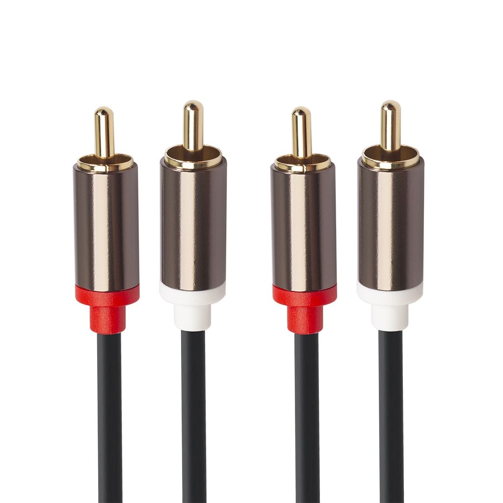 2 X RCA To 2 X RCA Gold-plated Audio Cable, Cable Length:1m(Black)