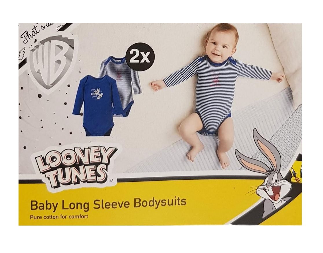 Royal Blue And White Striped Soft Cotton Long Sleeve Bodysuit 2pc Set