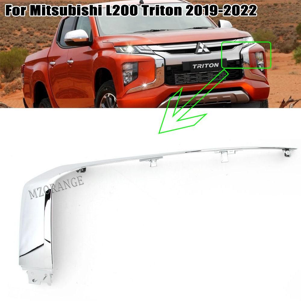 Front Bumper Strip Cover For Mitsubishi L200 Triton 2019 2020 2021 2022 Lower Lip Protector Silver Down Moulding Trim Body Kit