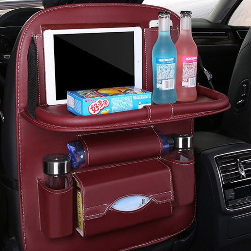 Car Storage Organizer Seat Back Protector 8 Pockets Kid Tablet Holder Tissue Box White