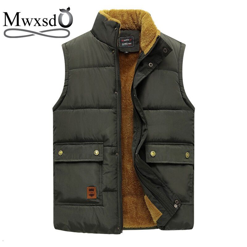 6xl 7xl Mwxsd Winter Men Thick Fur Hooded Vest Sleeveless Jacket Men's Jacket