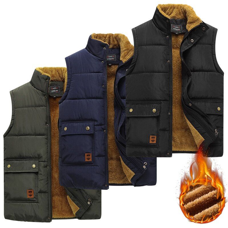 6xl 7xl Mwxsd Winter Men Thick Fur Hooded Vest Sleeveless Jacket Men's Jacket