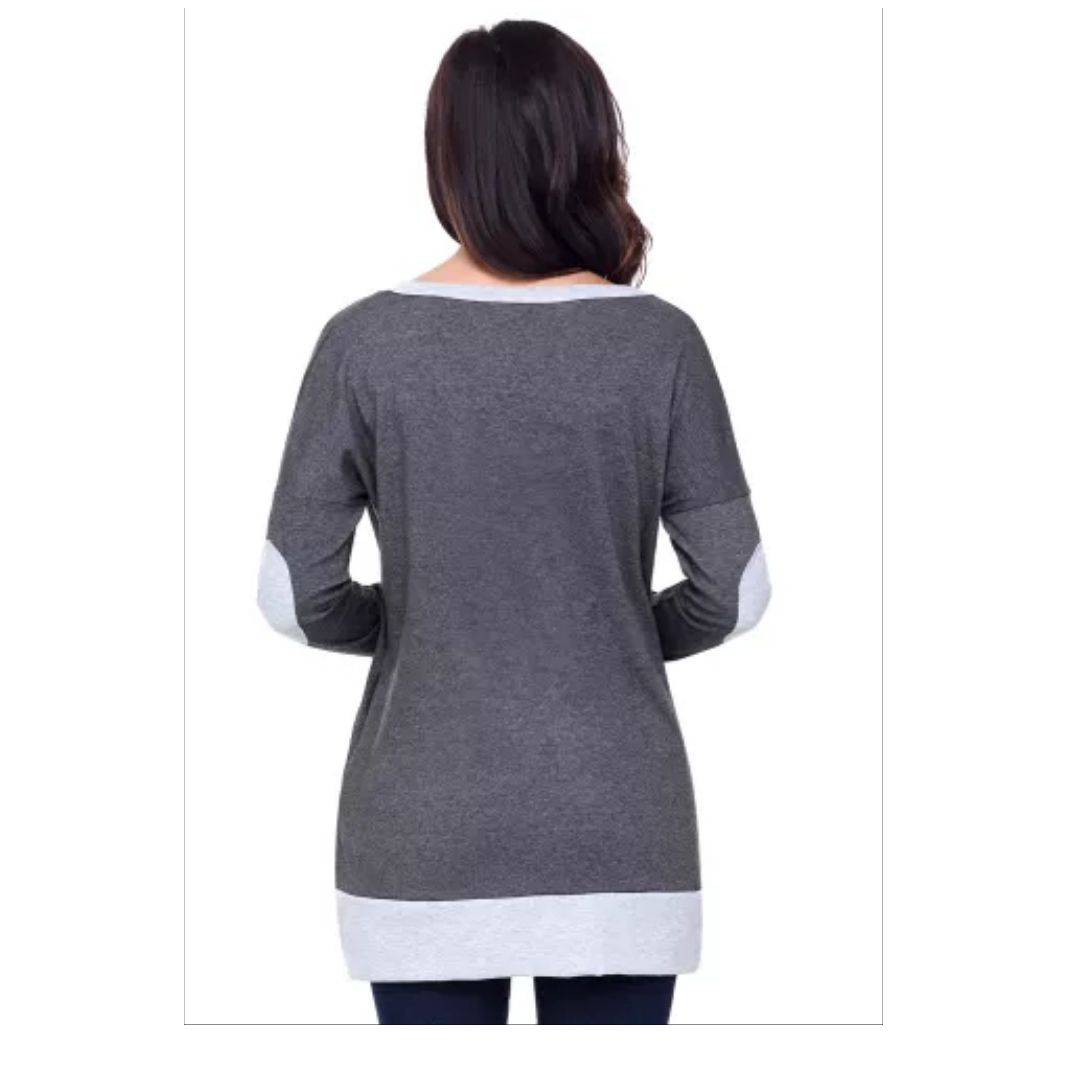 Mfed Charcoal Side Pocket Elbow Patch Colorblock Tunic