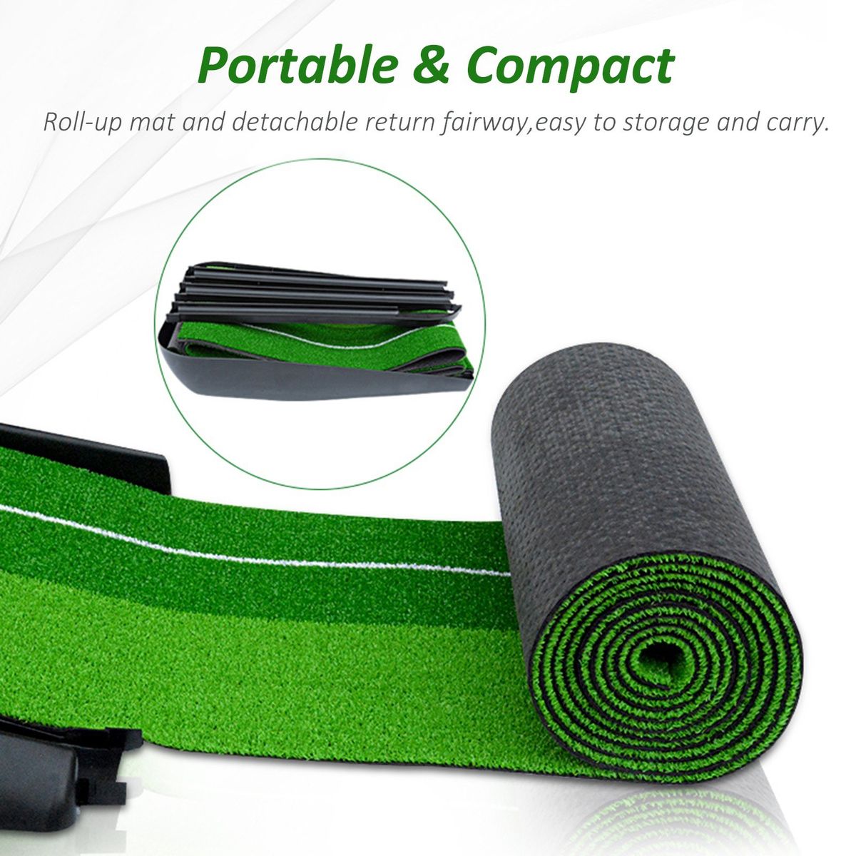 Putting Green With Ball Return Function Portable Golf Mat