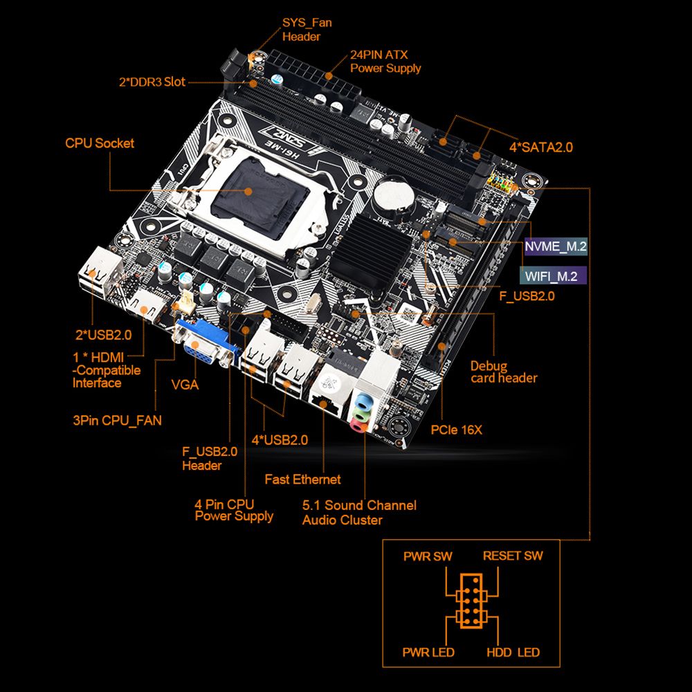 SZMZ LGA 1155 WiFi Desktop Motherboard Home Office Gaming
