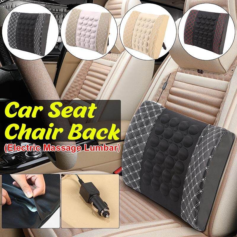 12V Gray Car Seat Chair Back Electric Massage Lumbar Waist Pad Grey