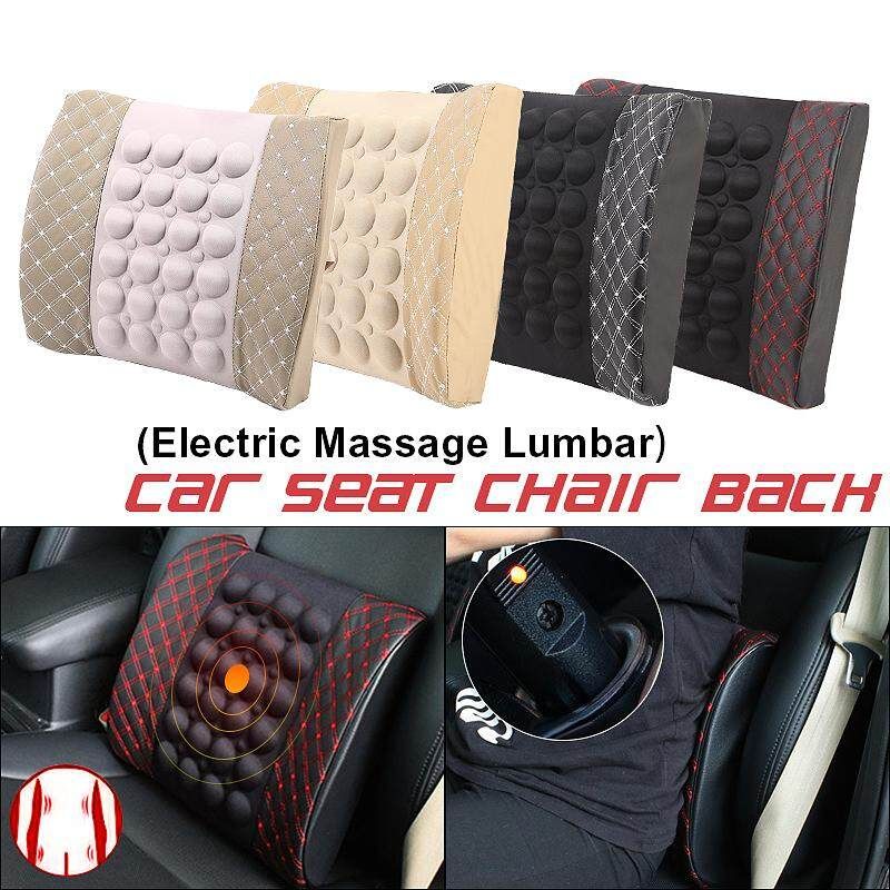 12V Gray Car Seat Chair Back Electric Massage Lumbar Waist Pad Grey