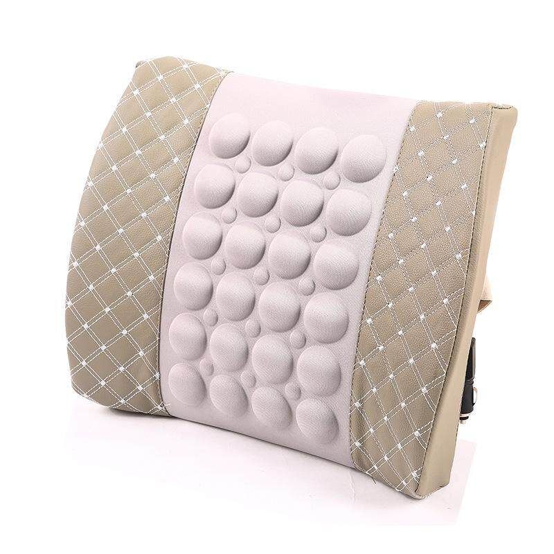 12V Gray Car Seat Chair Back Electric Massage Lumbar Waist Pad Grey