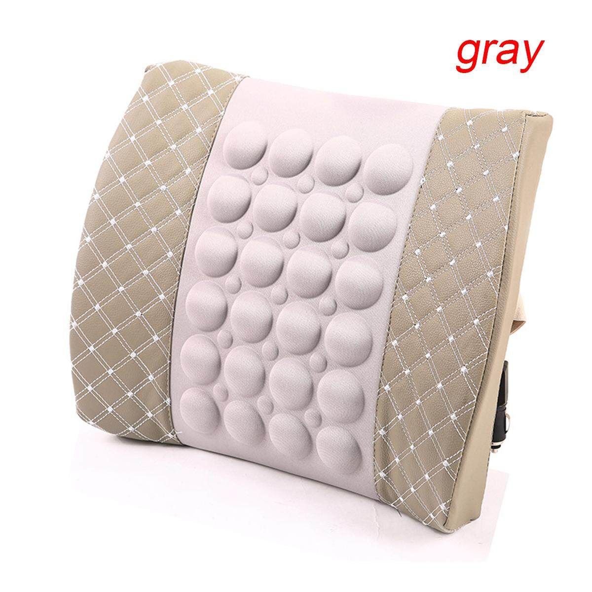 12V Gray Car Seat Chair Back Electric Massage Lumbar Waist Pad Grey