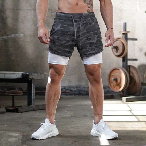 Quick-drying Shorts Tight-fitting Five-point Pants Fitness Sweatpants - Grey