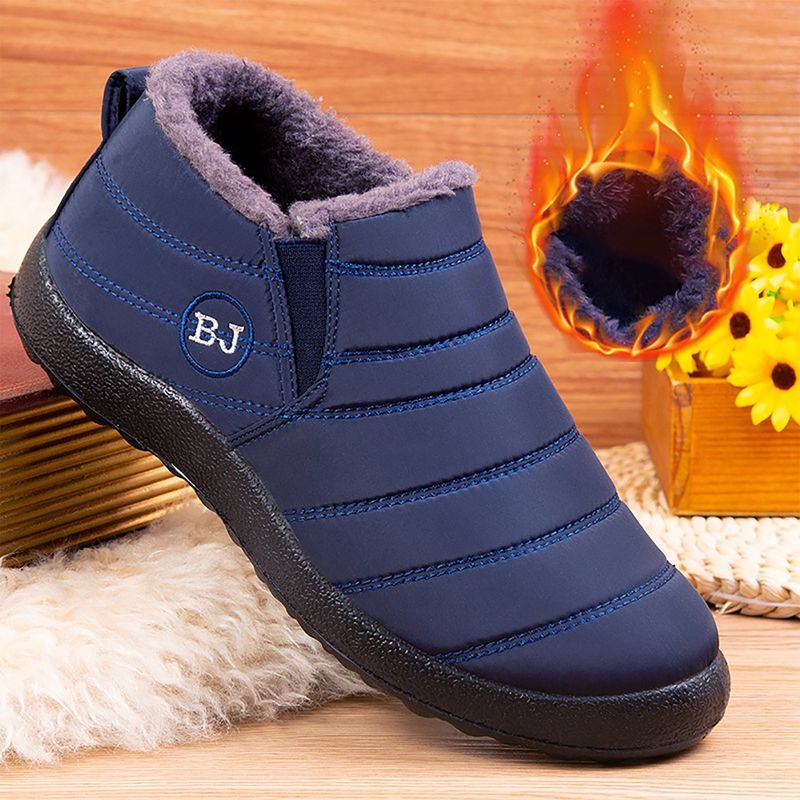 Winter Men Soft Sole Thick Plush Liner Warm Snow Boots-Blue