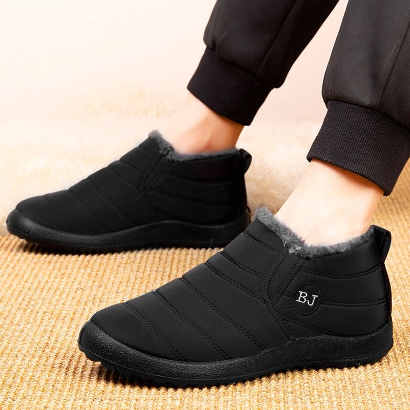 Winter Men Soft Sole Thick Plush Liner Warm Snow Boots-Blue