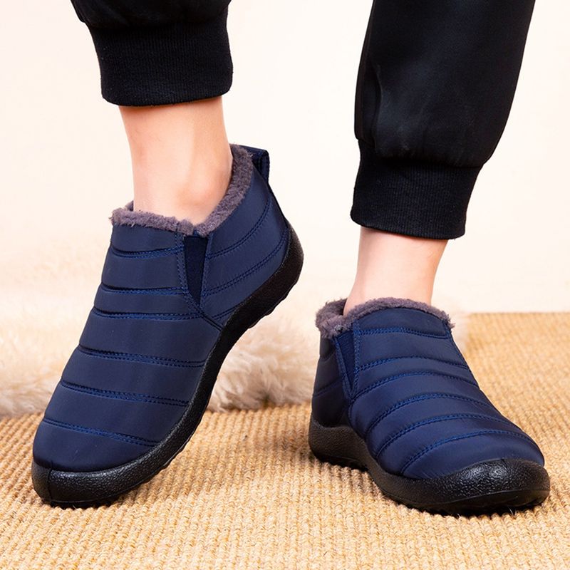 Winter Men Soft Sole Thick Plush Liner Warm Snow Boots-Blue