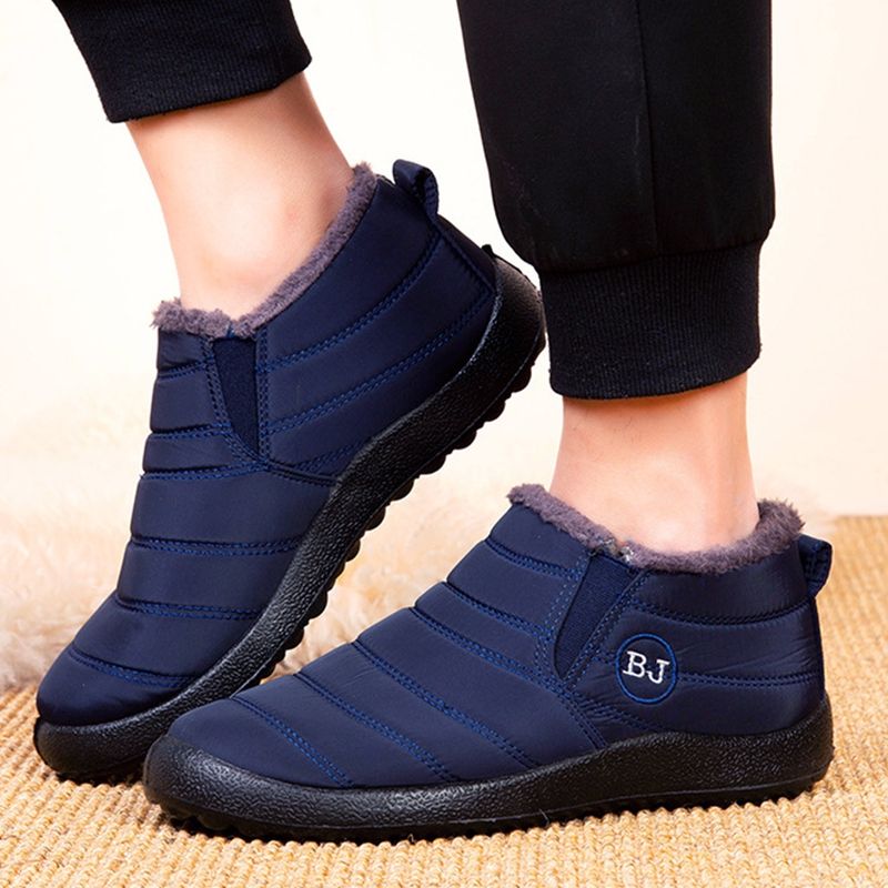Winter Men Soft Sole Thick Plush Liner Warm Snow Boots-Blue