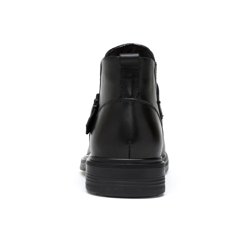 Autumn Winter Snow Boots Genuine Leather Men Boots Fashion Casual High Top Zip Ankle Boots Shoes Men Career Work Boots Man-Black No Fur