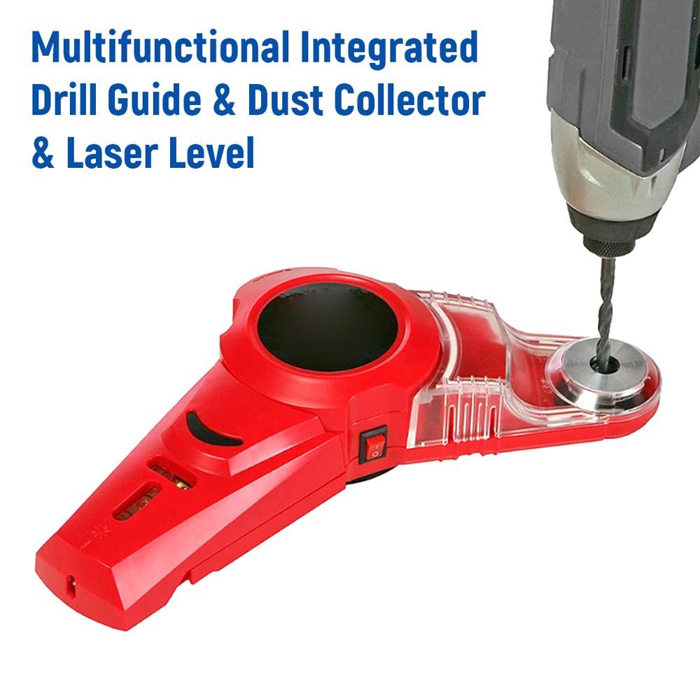 Portable Detachable Dust Collector 2 In 1 Wall Electric Drilling Dust Collector Catcher Horizontal Line Laser Locator with Spirit-Bubble Easy Aligning Simple Attachment to the Wall