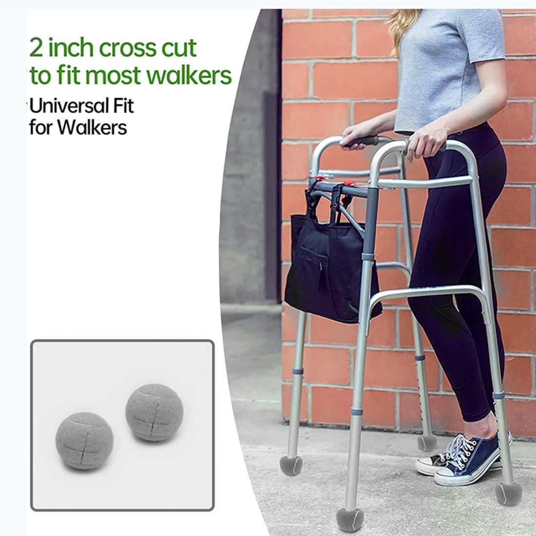 2 PCS Precut Walker Tennis Ball for Furniture Legs and Floor Protection Heavy Duty Long Lasting Felt Pad CoveringBlack