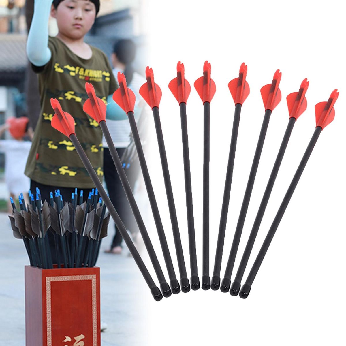 Arrow Game Toy Wide Application Outdoor Sport Fiberglass Bolt Arrow Red Black