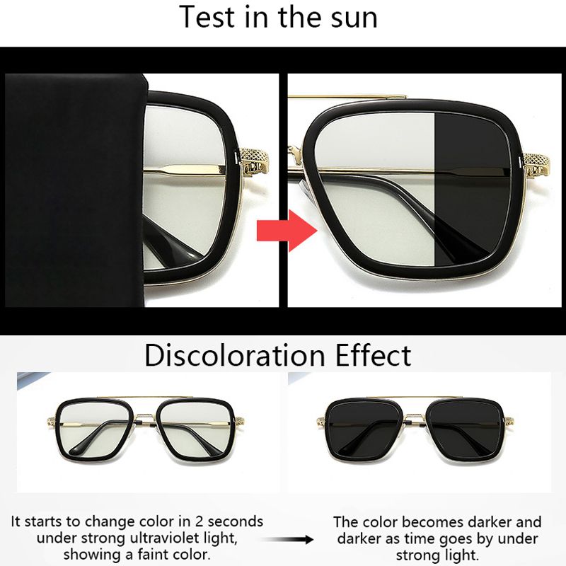 (black Silver)Photochromic Anti Blue Light Glasses Men Women Optical Eyeglasses