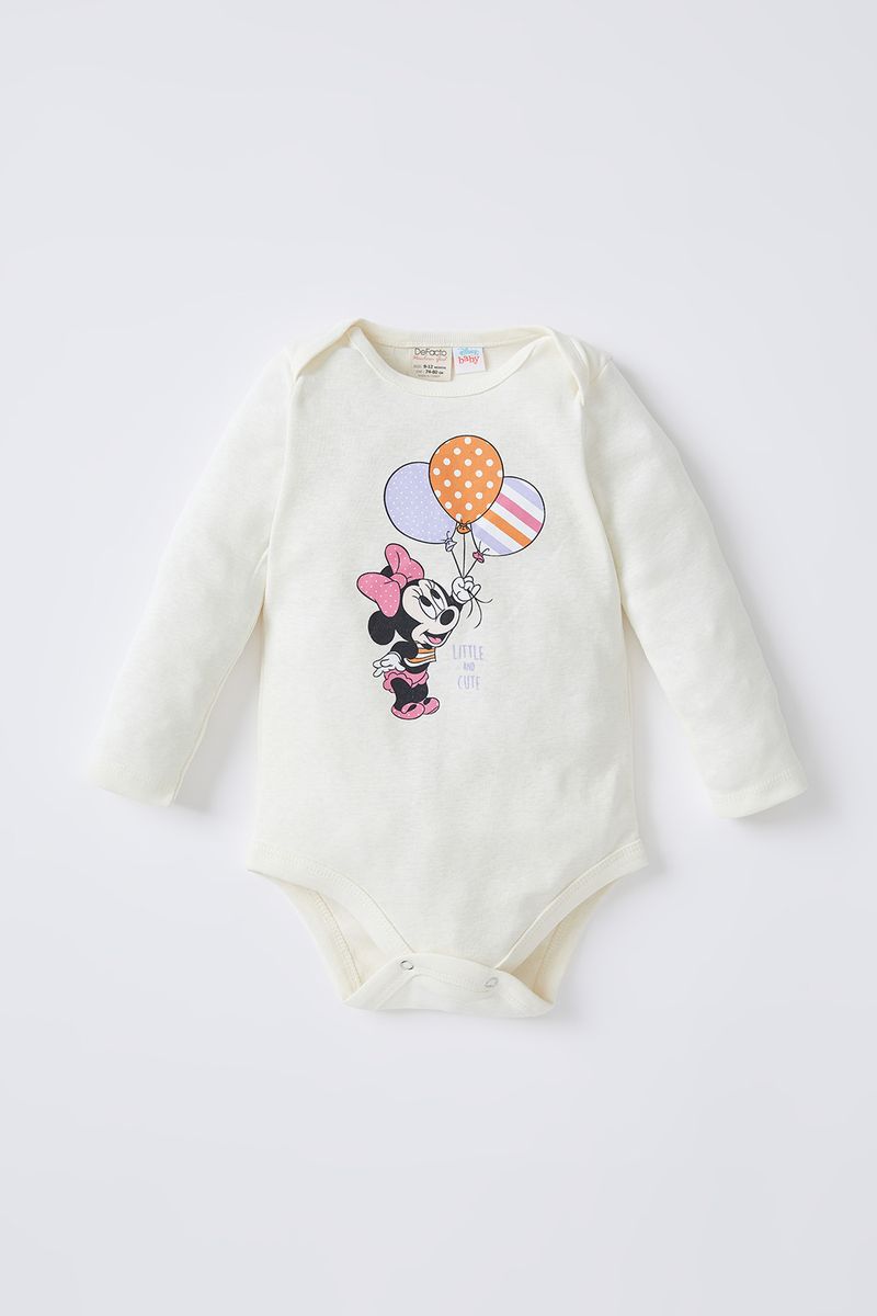 BabyGirl - Regular Fit Envelope Neck Knitted Long Sleeve Snap Body - Ecru