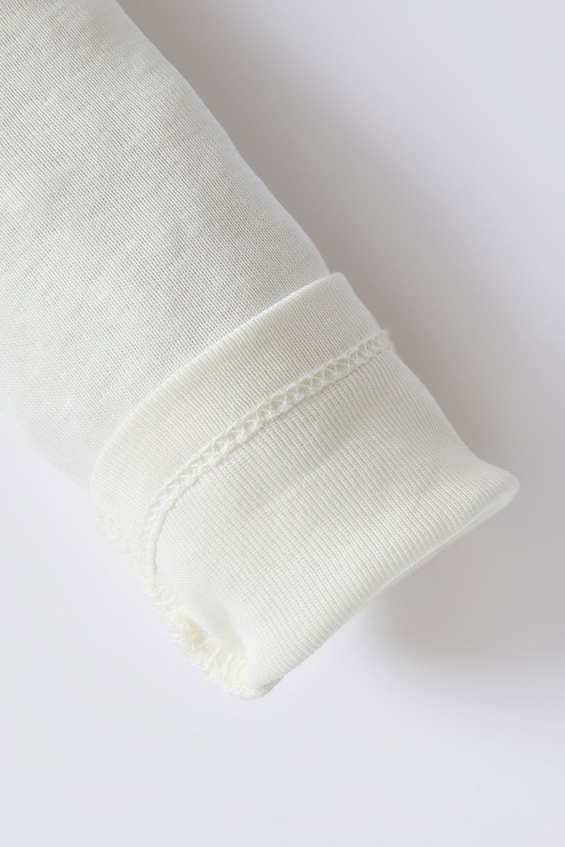 BabyGirl - Regular Fit Envelope Neck Knitted Long Sleeve Snap Body - Ecru