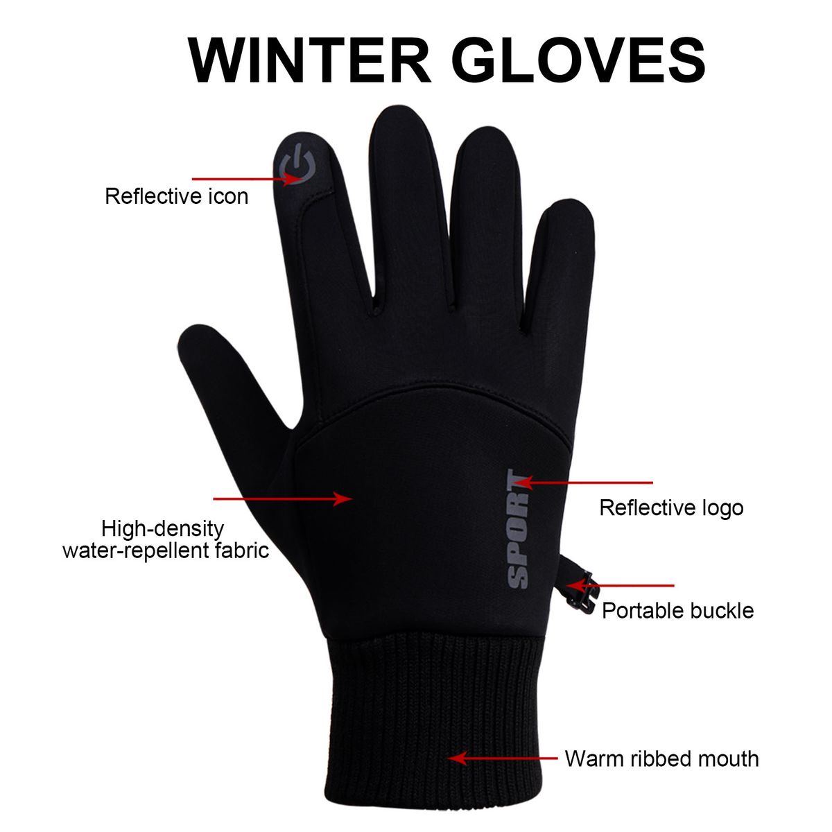 Windproof Cycling Gloves Winter Warm Touchscreen Bicycle