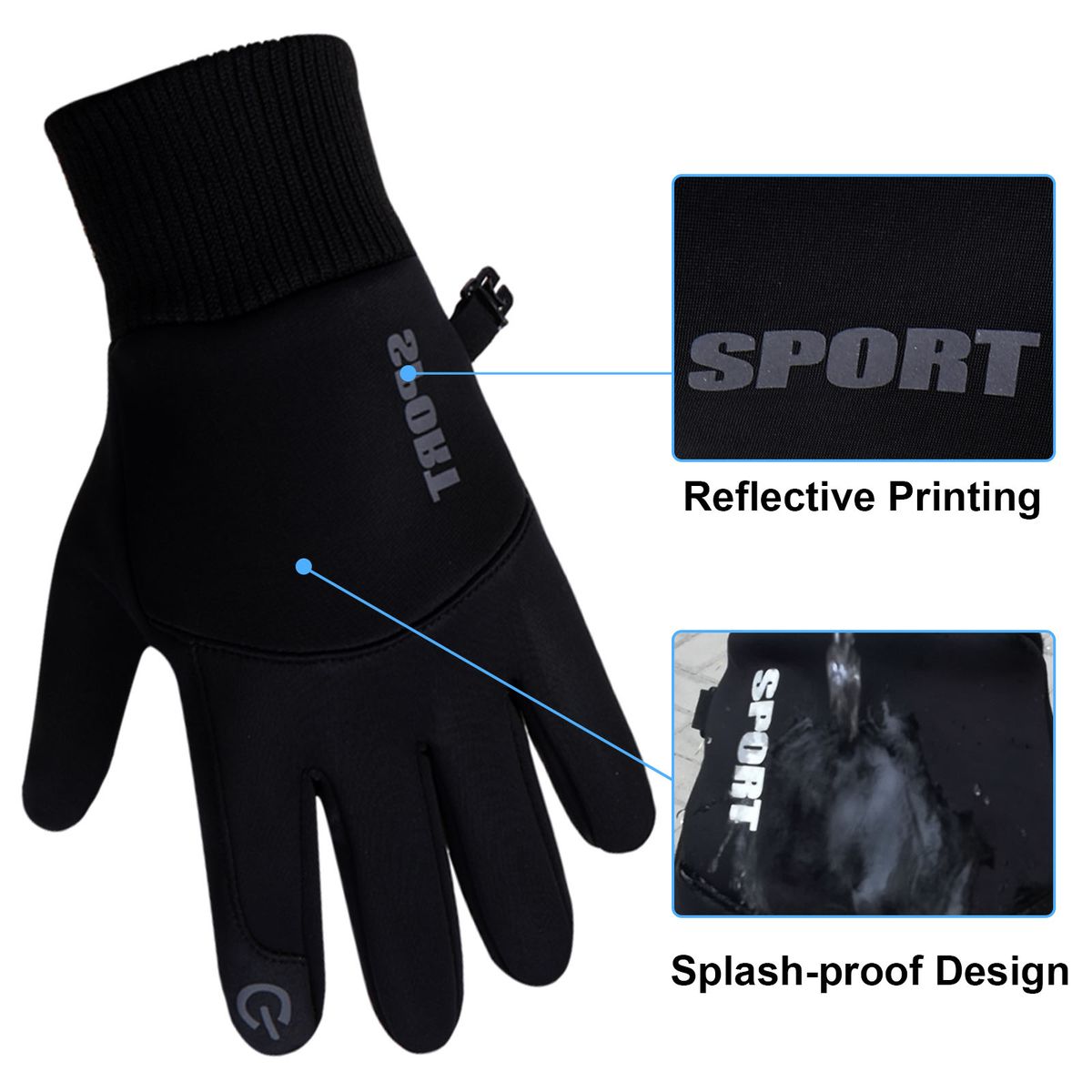 Windproof Cycling Gloves Winter Warm Touchscreen Bicycle