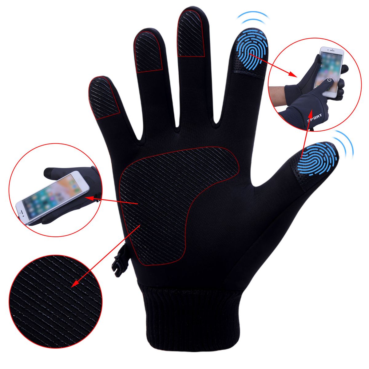 Windproof Cycling Gloves Winter Warm Touchscreen Bicycle