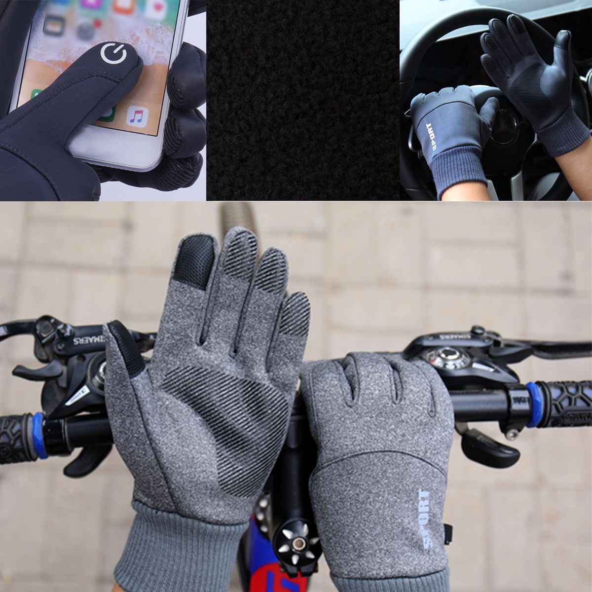 Windproof Cycling Gloves Winter Warm Touchscreen Bicycle