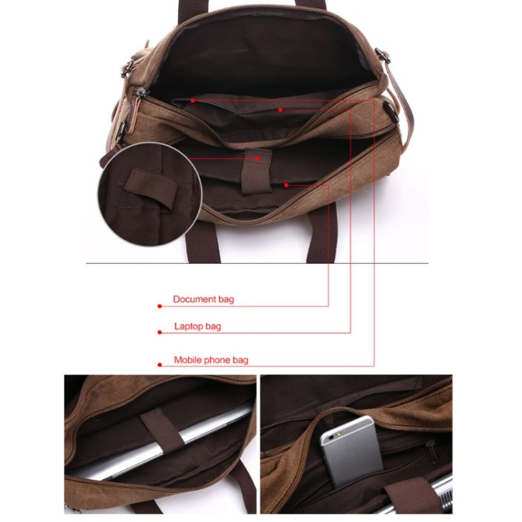 Canvas Business Briefcase Computer Bag, Color: Black Large