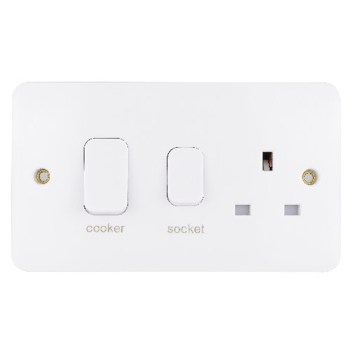 Lisse Cooker Control Unit -2 Gang- Led Ind -45a White Moulded