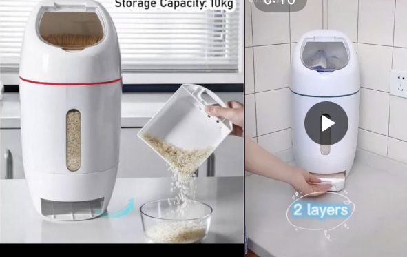 Dry Food 12kg Rice Dispenser Airtight Plastic Storage