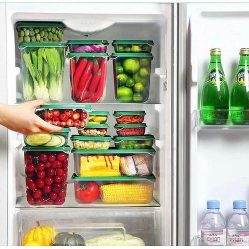 17pcs Sealed Crisper Refrigerator Plastic Food Storage Box