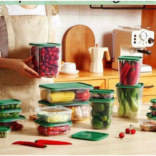 17pcs Sealed Crisper Refrigerator Plastic Food Storage Box