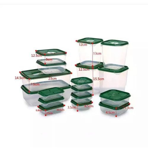 17pcs Sealed Crisper Refrigerator Plastic Food Storage Box