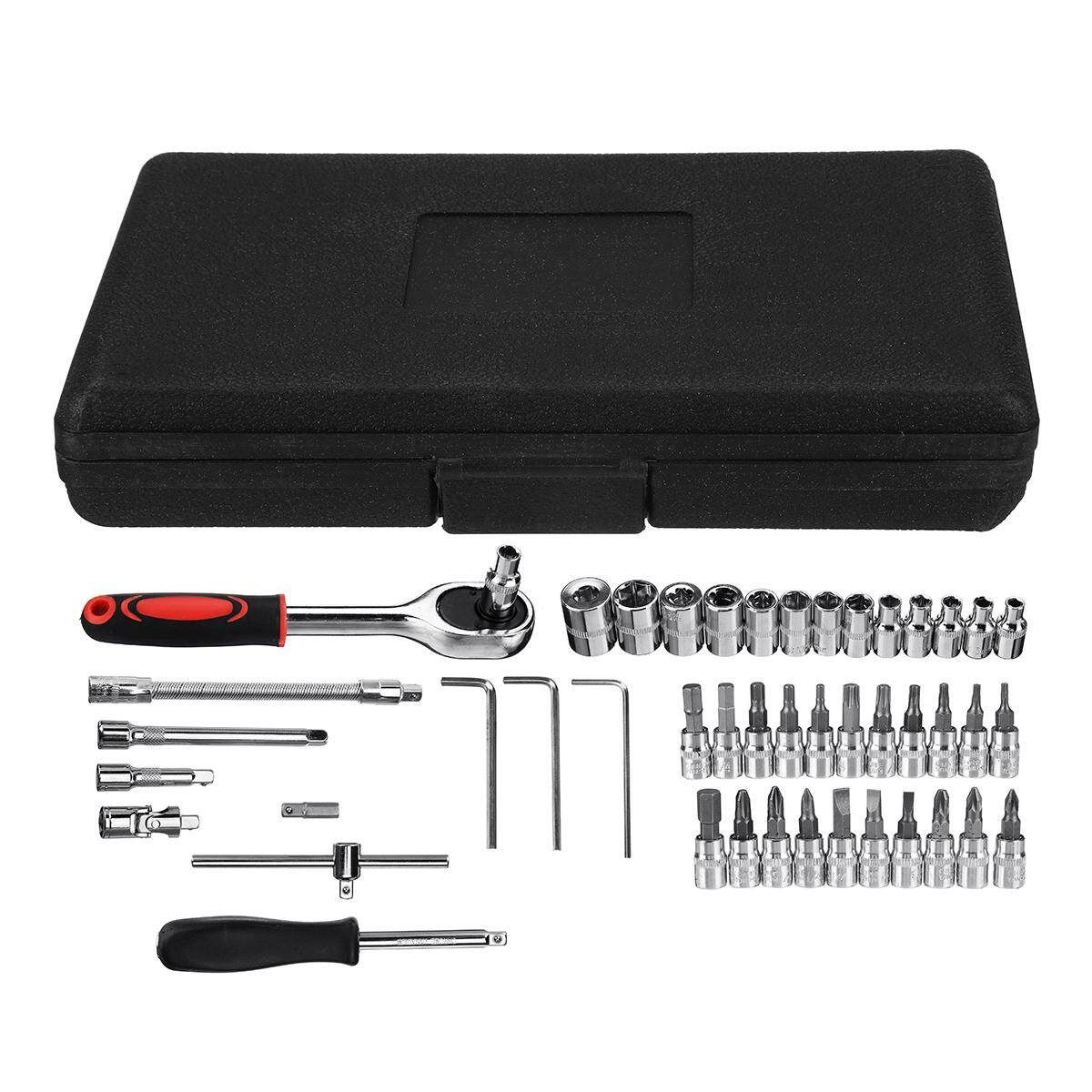46pcs Assorted Socket Set Ratchet Tool Torque Wrench Set Car Maintenance W/ Box