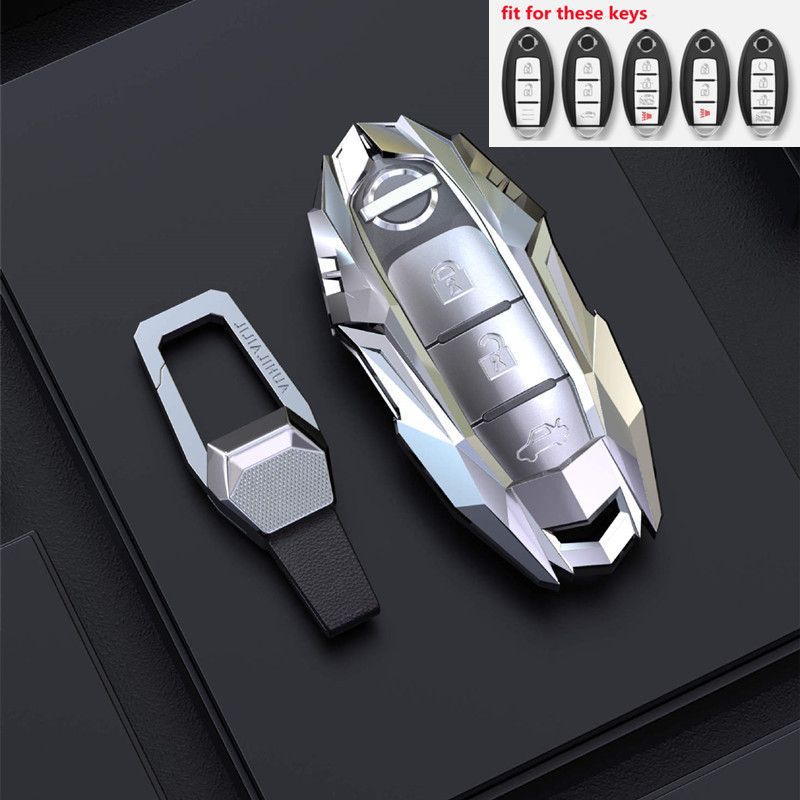 Car Key Fob Cover Case Holder For Nissan Qashqai Juke J10 J11 X-Trail T32 T31 Kicks Tiida Pathfinder Note Keychains Accessories-silver Set