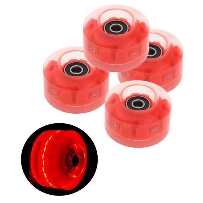 4 Pack Quad Roller Skate Wheels With Bearings For Double Row Red