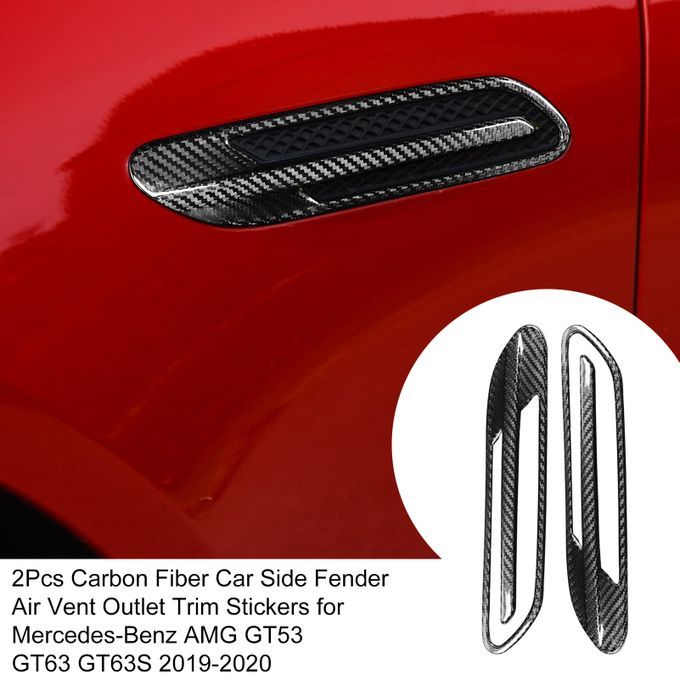 2Pcs Carbon Fiber Car Side Fender Air Vent Outlet Trim-Black