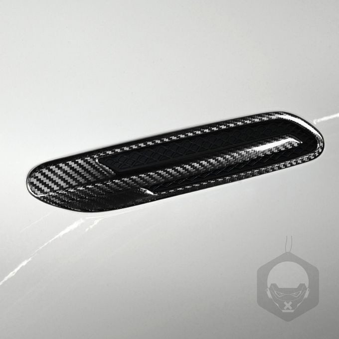 2Pcs Carbon Fiber Car Side Fender Air Vent Outlet Trim-Black